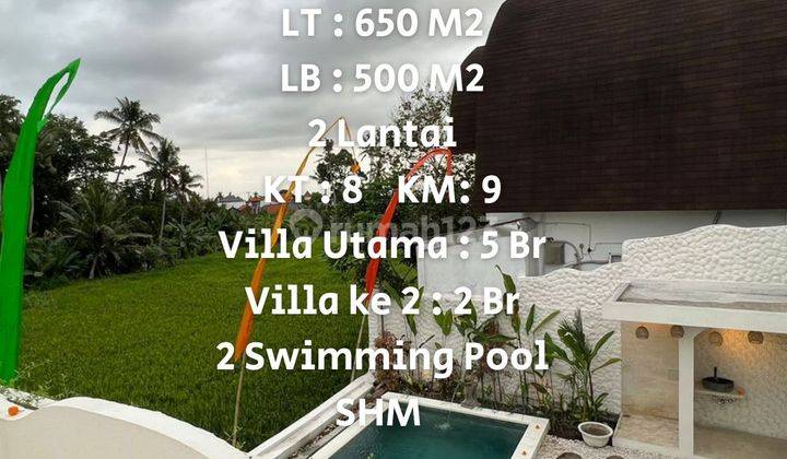 Dijual 2 Villa Baru + 1 Joglo Dengan View Sawah Dan Pedesaan Di Ubud. Gianyar. Bali 1