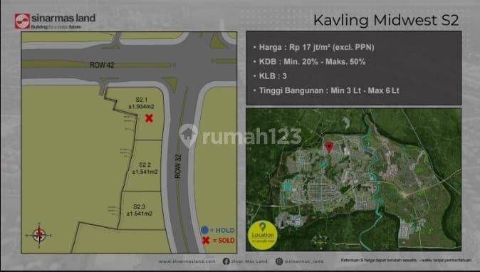 Di Jual Kavling Komersial Midwest S2 Bsd City 1