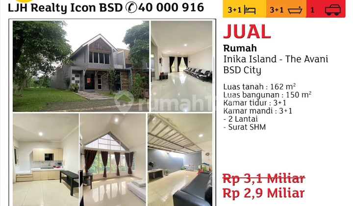 Dijual Rumah murah The Avani Cluster Inika Island BSD