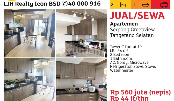 Dijual Cepat Apartment Serpong Green View BSD