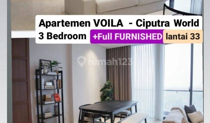 Ter-MURAH Apartemen Voila Ciputra World tipe 3+1 Bedroom Full Furnished + PRIVATE Balkony  1