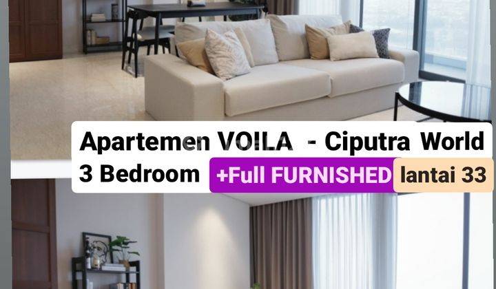 Ter-MURAH Apartemen Voila Ciputra World tipe 3+1 Bedroom Full Furnished + PRIVATE Balkony  2