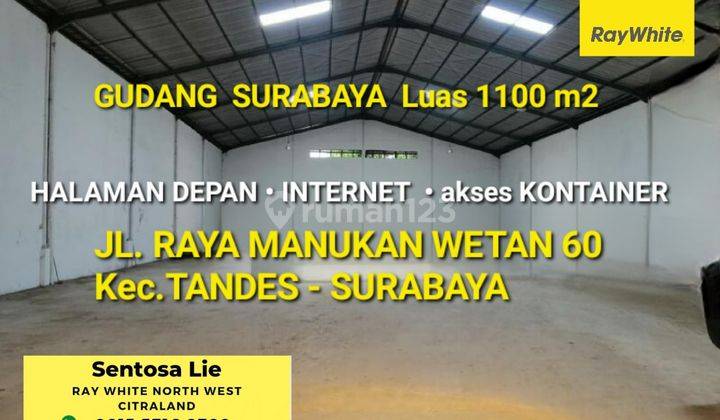 Disewakan 1100 M2 Gudang Surabaya Raya Manukan Wetan - Akses Truk Kontainer 1