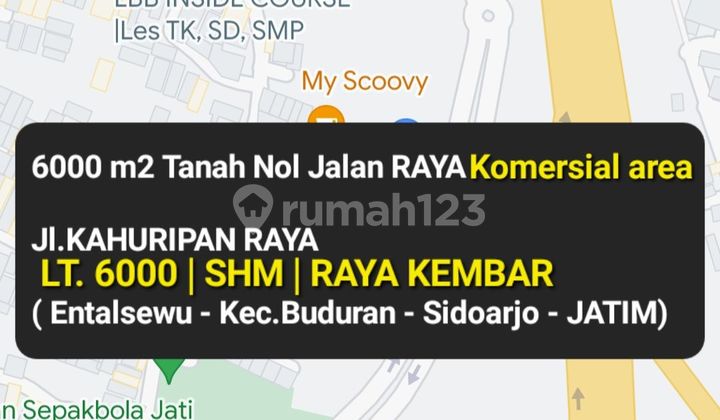 6000 m2 Tanah Nol Jalan Kahuripan Raya - Entasewu - Buduran - Sidoarjo  1