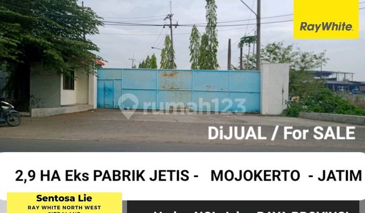 Dijual 2,9 Hektar Eks Pabrik Jetis - Mojokerto - Jawa Timur - Strategis Nol Jalan Raya Propinsi - Surat HGB