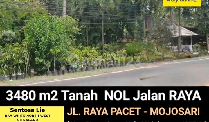 Murah Dijual 3480 M2 Tanah Industri Nol Jalan Raya Pacet - Mojosari - Jawa Timur Cocok Buat Segala Usaha - Surat Shm