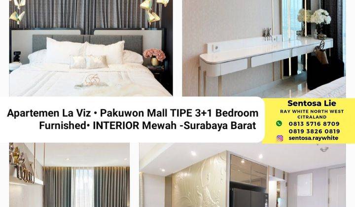 Dijual Apartemen La Viz Pakuwon Mall Tipe 3+1 Bedroom FURNISHED INTERIOR Modern MEWAH Best View 1