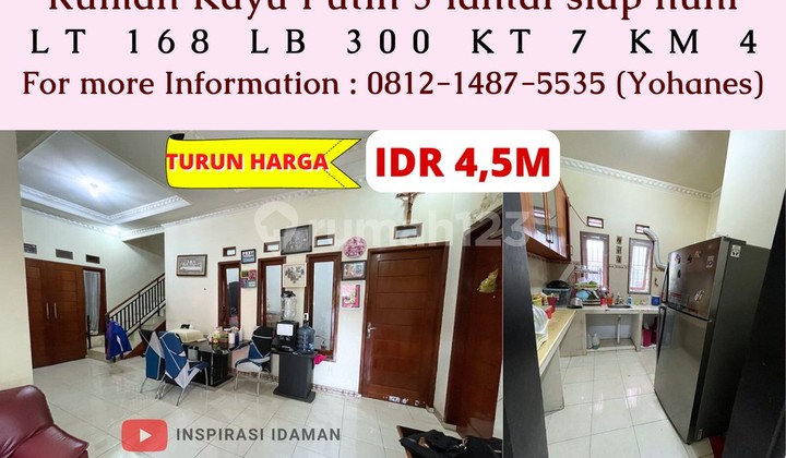 Rumah Kayu Putih 168Mtr 3 Lantai 7Kt Siap Huni