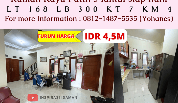 Jual Cepat Rumah Kayu Putih 168mtr 3 Lantai 7KT Siap Huni 1