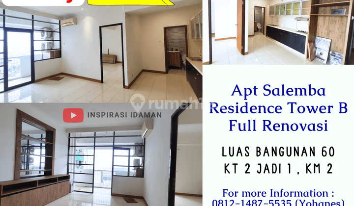 Jual Cepat Apt Salemba Residence 1BR Besar Lb 60mtr Tower B Full Renovasi 1