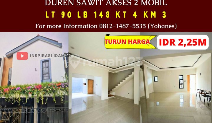 Rumah 2 Lantai Siap Huni Duren Sawit Akses 2 Mobil