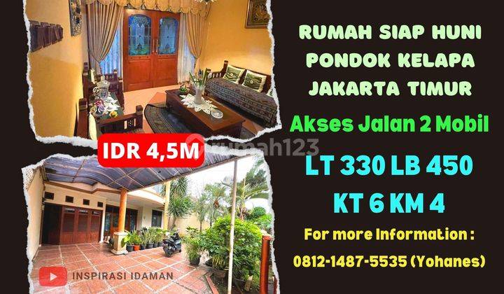 Rumah Siap Huni Akses 2 Mobil di Curug Pondok Kelapa 1