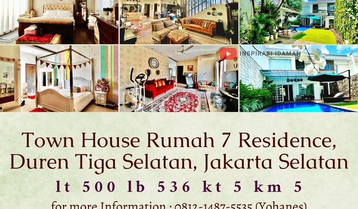 Jual Cepat Rumah Siap Huni Town House 7 Residence Duren Tiga Selatan Jaksel 1