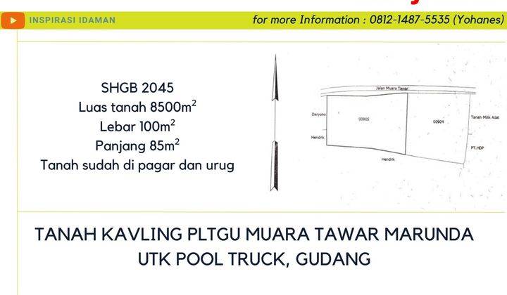 Jual Cepat Tanah Kavling Pltgu Muara Tawar Marunda Utk Pool Truck, Gudang 1