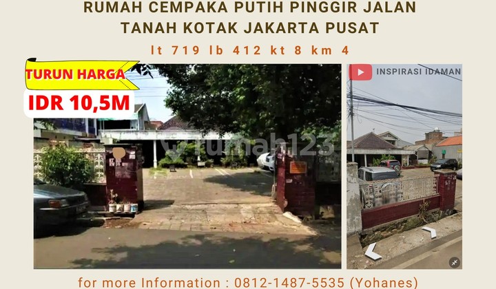 Jual Cepat 719Mtr Rumah Cempaka Putih Barat Tanah Kotak