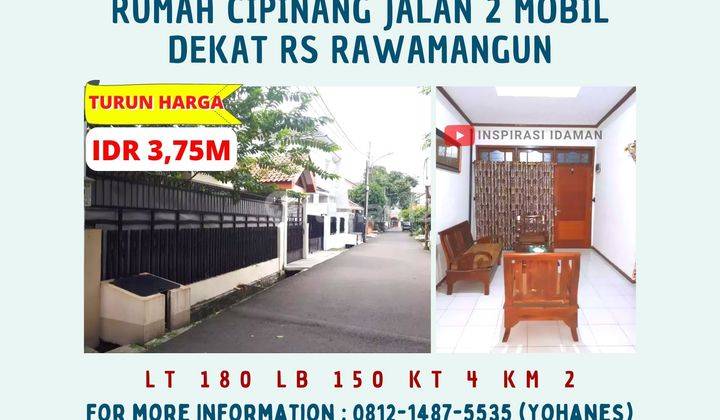 Rumah Cipinang Jalan 2 Mobil Hak Milik Dekat Rs Rawamangun 1