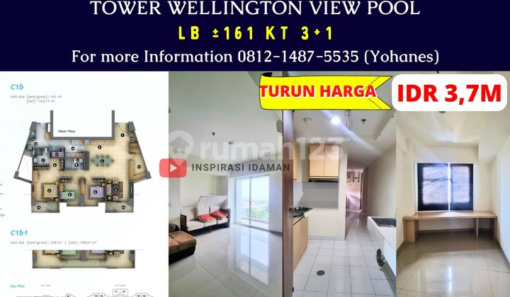 Apt Sherwood 161Mtr 3+1Kt Lantai 8 Tower Wellington View Pool