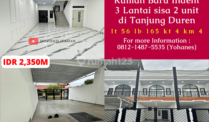 Rumah Baru Tanjung Duren Akses Jalan 2 Mobil 1