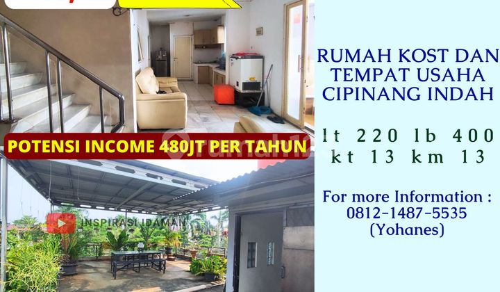 Rumah Kost 13Kt dan Tempat Usaha Cipinang Indah