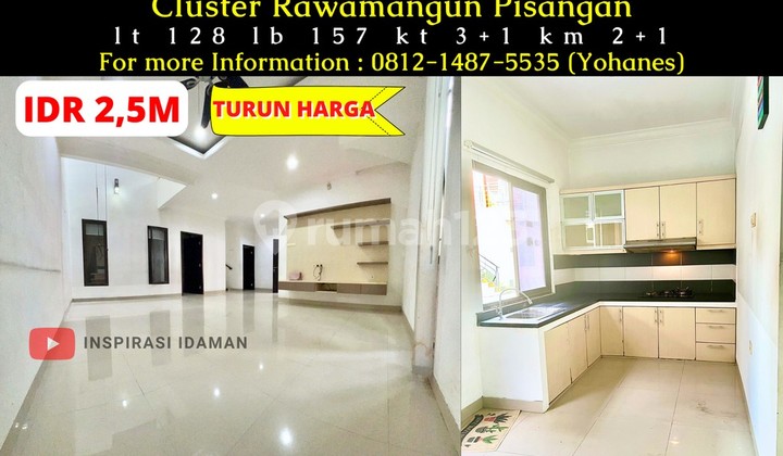 Rumah 9X14mtr 2 Lantai Cluster Rawamangun Pisangan Siap Huni
