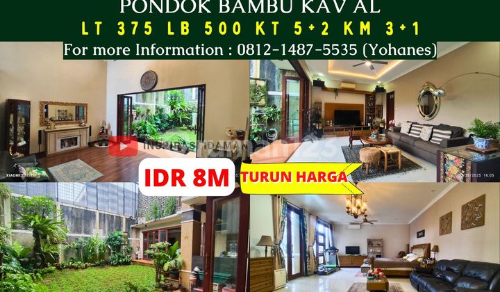 Rumah Cantik Siap Huni 375Mtr 3 Lantai Pondok Bambu Kav Al