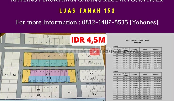 Brand New Kavling Perumahan Gading Kirana