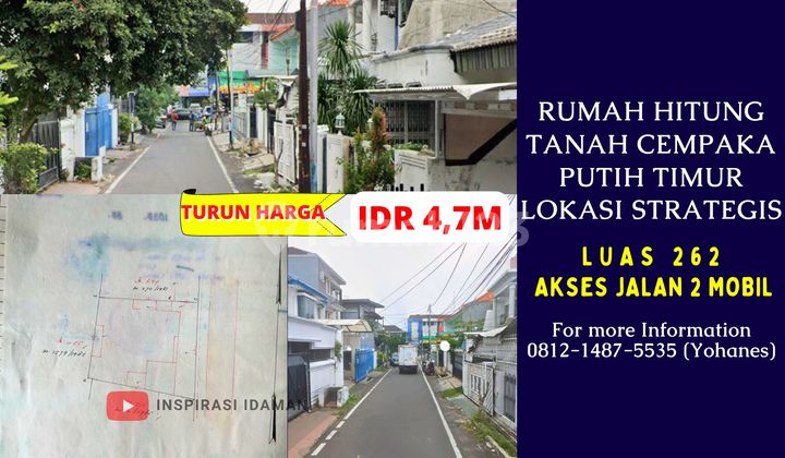 Rumah Hitung Tanah 262Mtr Cempaka Putih Timur