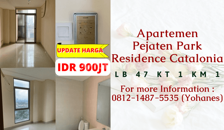  Jual Cepat Apartemen Pejaten Park Residence Catalonia 1BR 47mtr 1