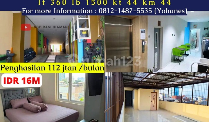 Kost Rasa Hotel 44 KT 5 Lantai Ada Lift Full Isi Gunung Sahari
