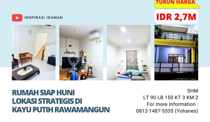 Rumah Siap Huni Lokasi Strategis di Kayu Putih Rawamangun