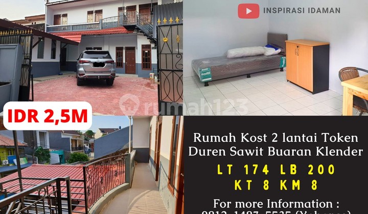 Rumah Kost 2 Lantai 8 Kamar Token 2 Mobil Duren Sawit Buaran Klender