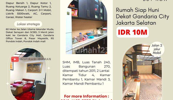 Rumah 2 Lantai Siap Huni Dekat Gandaria City Jaksel 1