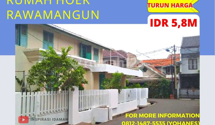 Rumah Rawamangun Hoek Lt 296