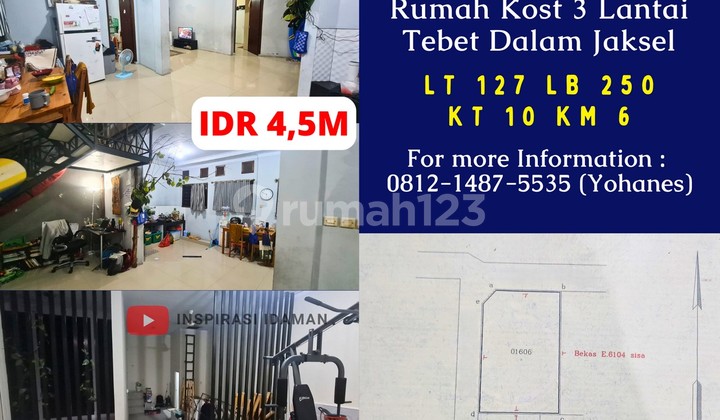 Rumah 127Mtr 3 Lantai Tebet Barat bisa Kost Akses 1 Mobil
