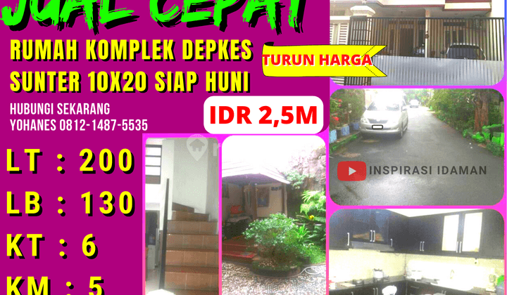 Jual Cepat Rumah Komplek Depkes Sunter 10x20 Nyaman Siap Huni 1