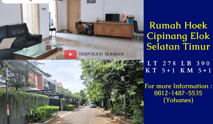 Jual Cepat Rumah Hoek Cipinang Elok Luas 278mtr Selatan Timur 1