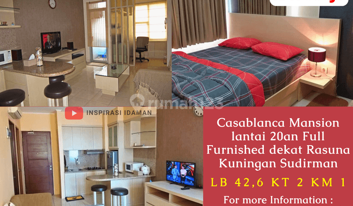 Casablanca Mansion 2BR 42mtr Lantai 20an Full Furnished Dekat Rasuna Kuningan Sudirman 1