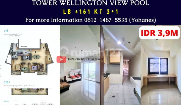 Apt Sherwood 161Mtr 3+1Kt Lantai 8 Tower Wellington View Pool