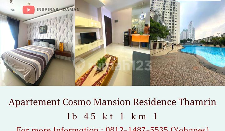 Cosmo Mansion Residence 1Br 45Mtr Floor 21 Thamrin Central Jakarta