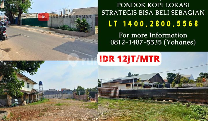 Tanah Pinggir Jalan Raya Pondok Kopi Lokasi Strategis bisa Beli Sebagian