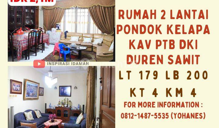 Dijual Rumah Pondok Kelapa Kav Ptb Dki 2 Lantai Duren Sawit 1