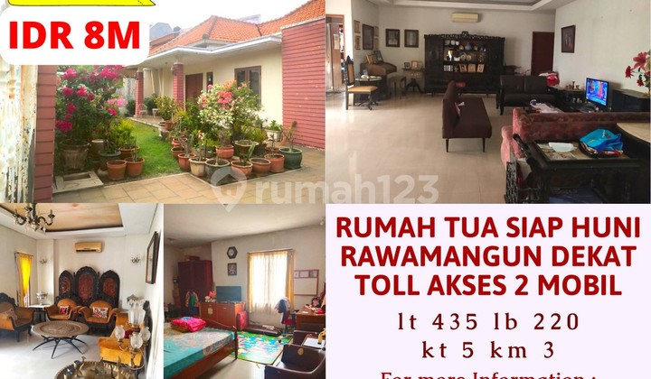 Rumah Tua Siap Huni Rawamangun Dekat Toll Akses 2 Mobil