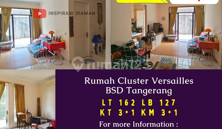Jual Cepat Rumah Luas 162Mtr Cluster Versailles BSD Tangerang
