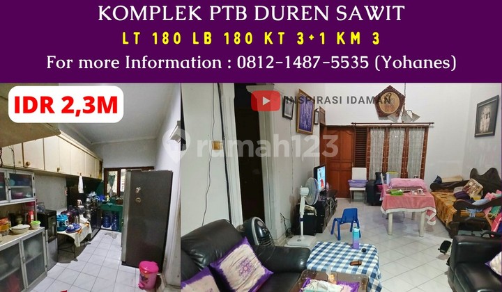 Rumah 180Mtr Komplek Ptb Duren Sawit Hitung Tanah Rumah 180Mtr Komplek Ptb Duren Sawit Hitung Tanah
