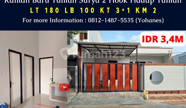 Rumah Baru Taman Surya 2 Luas 180Mtr Hook Hadap Taman