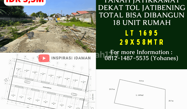 Tanah 29x58mtr Jatikramat dekat Tol Jatibening 1