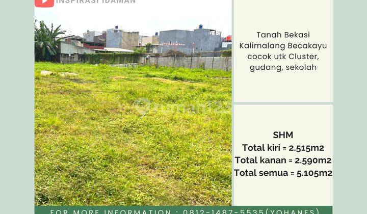 Tanah Bekasi Kalimalang Becakayu cocok utk Cluster gudang sekolah 1