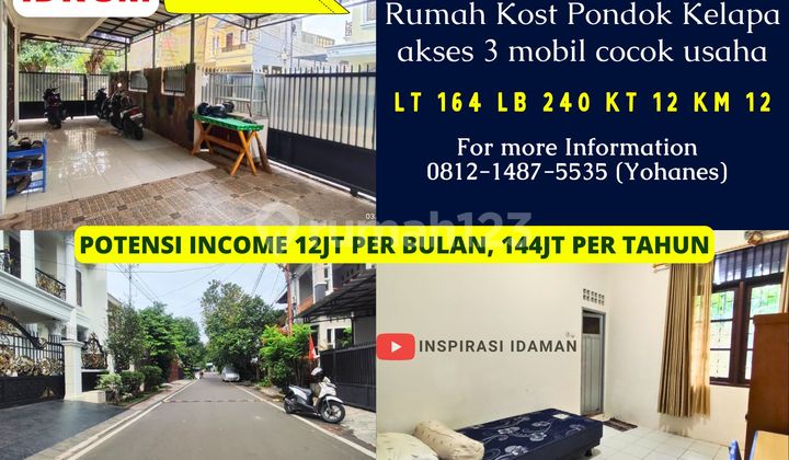Pondok Kelapa Boarding House with 12 Rooms, 3 Car Access, Suitable for Business Pondok Kelapa Boarding House with 12 Rooms, 3 Car Access, Suitable for Business