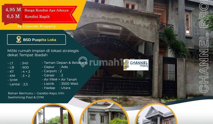 Dijual Cepat Rumah Megah Kondisi apa adanya Puspitaloka Bsd,an dw 1