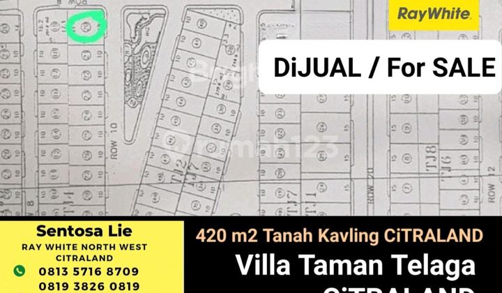 Dijual Tanah Kavling Hook Villa Taman Telaga Citraland Surabaya Barat Special Lokasi Depan Taman - Hook ( Selatan- Timur ) Dijual Tanah Kavling Hook Villa Taman Telaga Citraland Surabaya Barat Special Lokasi Depan Taman - Hook ( Selatan- Timur )